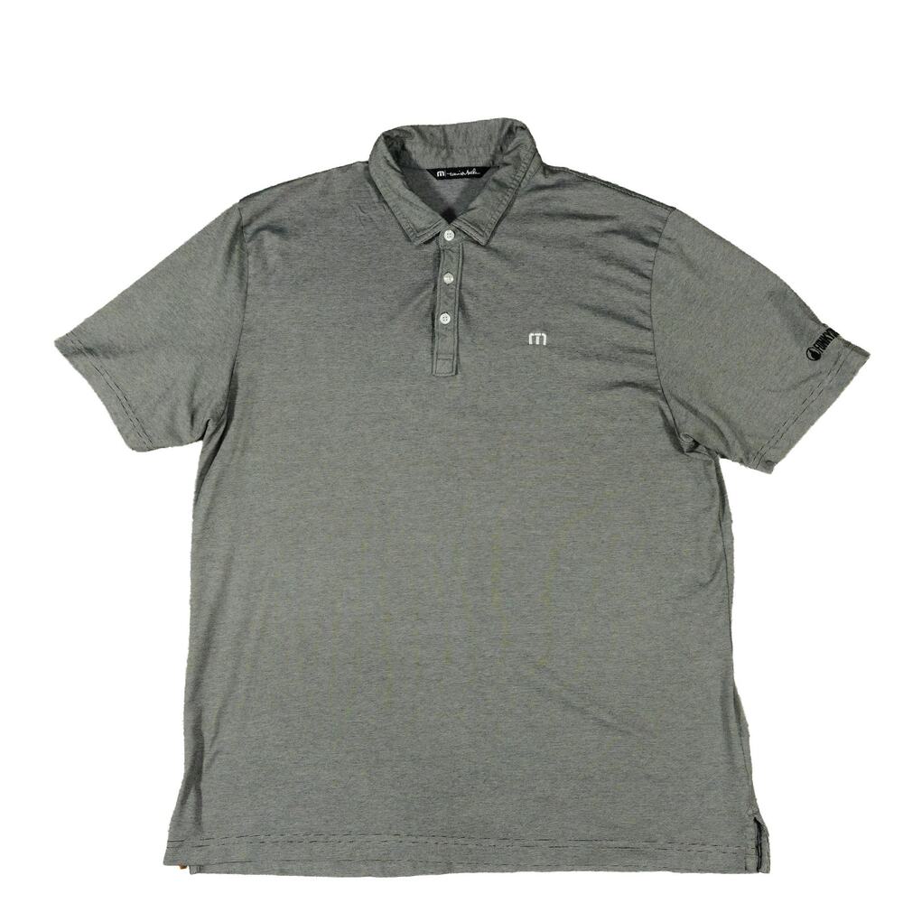 Travis Mathew Performance Pima Funky Buddha Brewery Gray Golf Polo Shirt Mens XL